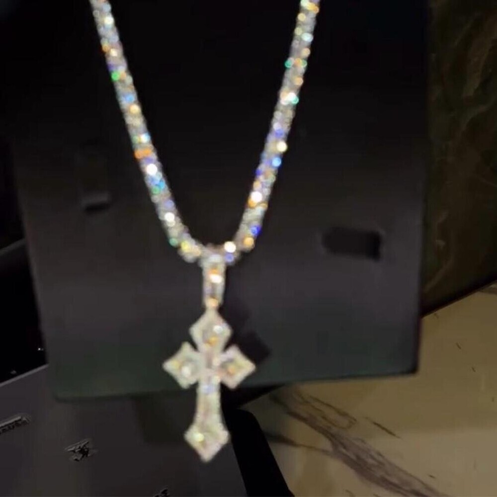 Title Iced Out Cross Necklace 734 F - Picture 4 of 5